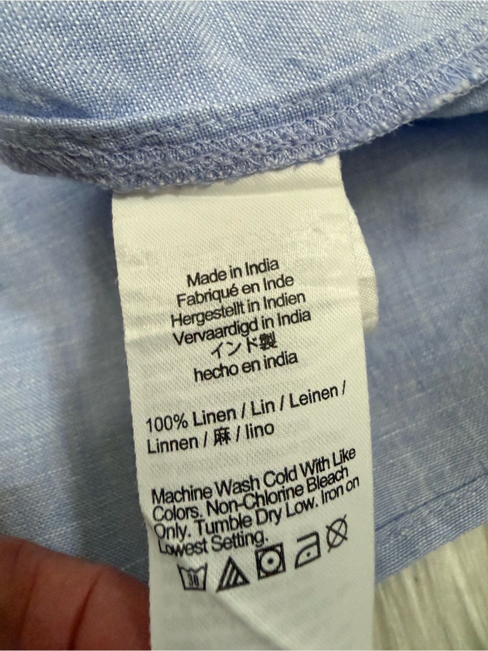 J.Crew popover blue coastal bungalow solid color 100% linen BY694 medium - Picture 6 of 10